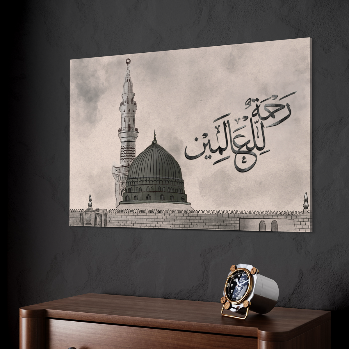 Madinah Masjid an-Nabawi digital pencil sketch, Islamic wall art print – view 2